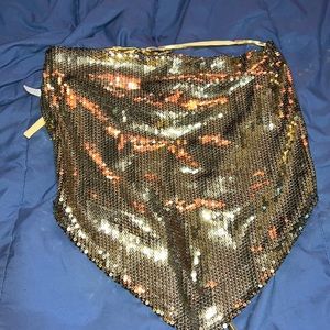 Backless shiny gold top